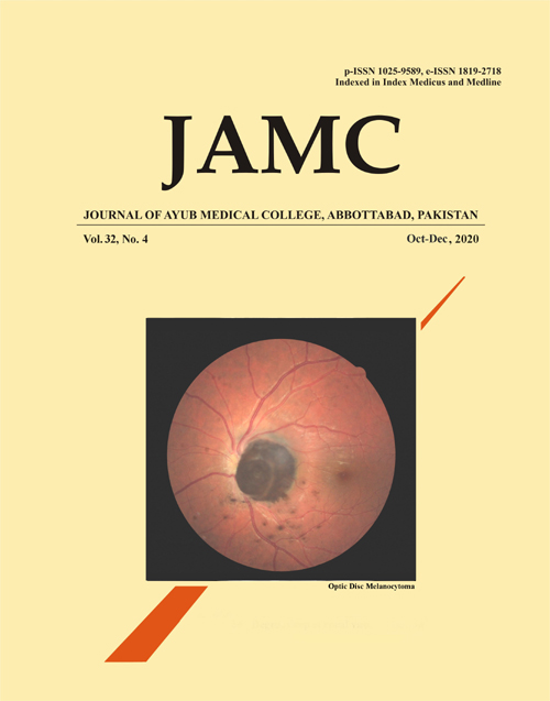 					View Vol. 32 No. 4 (2020): JOURNAL OF AYUB MEDICAL COLLEGE, ABBOTTABAD
				