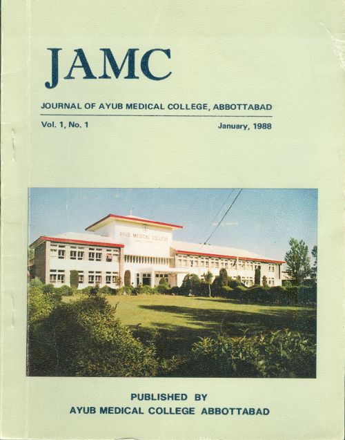 					View Vol. 1 No. 1 (1988): JOURNAL OF AYUB MEDICAL COLLEGE, ABBOTTABAD
				