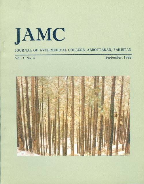 					View Vol. 1 No. 3 (1988): JOURNAL OF AYUB MEDICAL COLLEGE, ABBOTTABAD
				