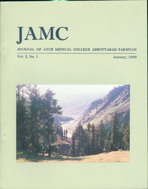 					View Vol. 2 No. 1 (1989): JOURNAL OF AYUB MEDICAL COLLEGE, ABBOTTABAD
				