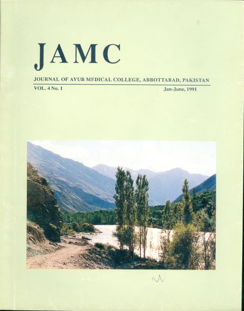 					View Vol. 4 No. 1 (1991): JOURNAL OF AYUB MEDICAL COLLEGE, ABBOTTABAD
				