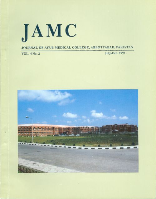 					View Vol. 4 No. 2 (1991): JOURNAL OF AYUB MEDICAL COLLEGE, ABBOTTABAD
				