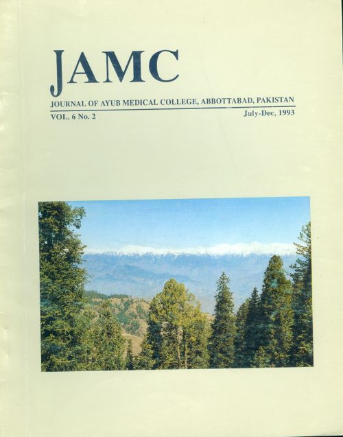 					View Vol. 6 No. 2 (1993): JOURNAL OF AYUB MEDICAL COLLEGE, ABBOTTABAD
				