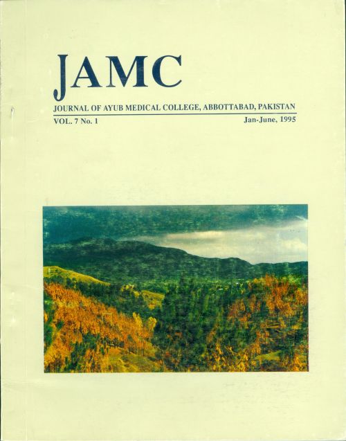 					View Vol. 7 No. 1 (1995): JOURNAL OF AYUB MEDICAL COLLEGE, ABBOTTABAD
				