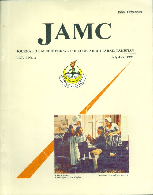 					View Vol. 7 No. 2 (1995): JOURNAL OF AYUB MEDICAL COLLEGE, ABBOTTABAD
				