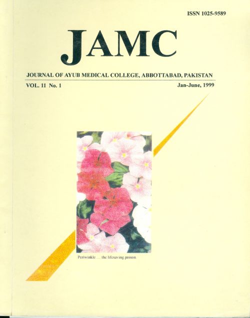 					View Vol. 11 No. 1 (1999): JOURNAL OF AYUB MEDICAL COLLEGE, ABBOTTABAD
				